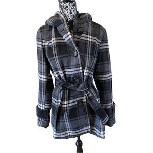 Apt 9 Plaid Peacoat Winter Ski Snow Heavyweight Size Medium